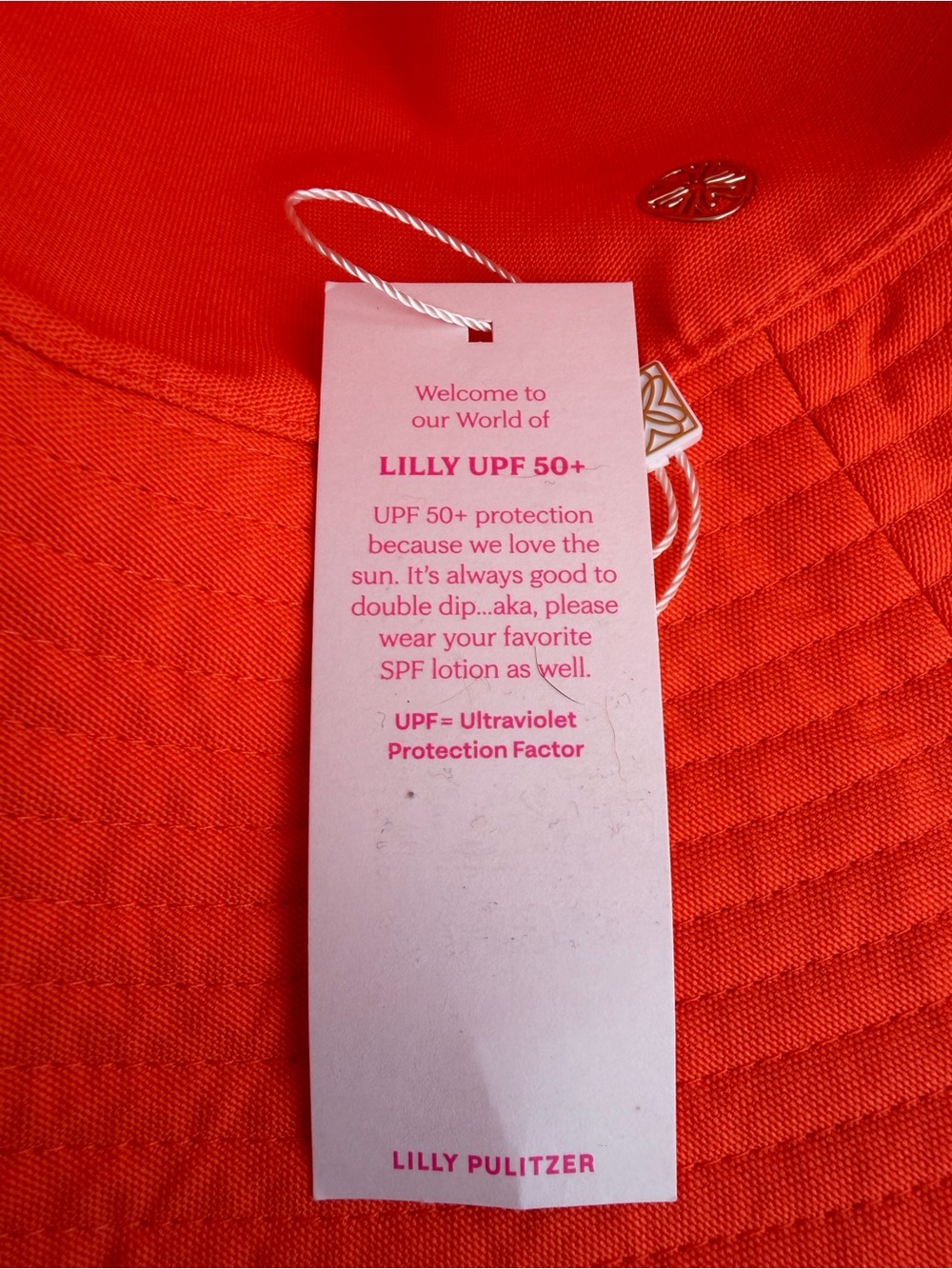 Lilly Pulitzer Blue Bucket Hat with Pink & Coral Floral Print - Picture 6 of 9